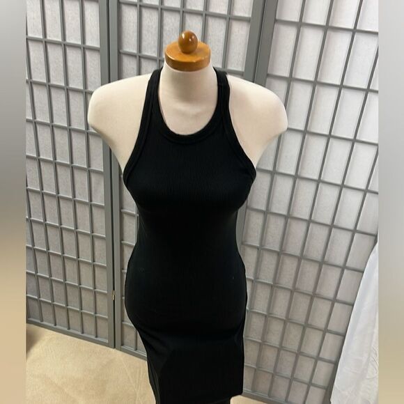 Zara Ribbed Bodycon Dress, Black Medium. - Picture 1 of 8
